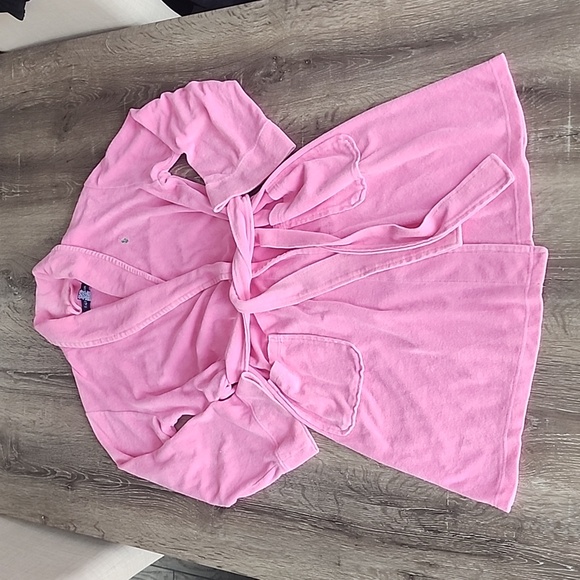 Ralph Lauren Other - Vintage Ralph Lauren Terry Cloth Bath Robe French Terry Bubblegum Barbie Pink